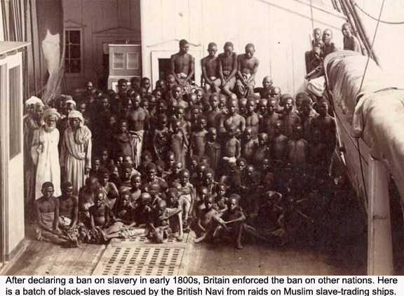 Black slaves rescued by the British Navi from Muslim slave-traders